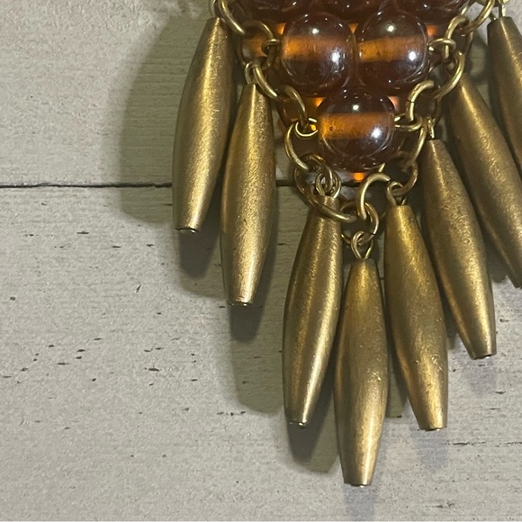 Vintage Gripoix Brass Tone Dangle Brooch Pin - Picture 3 of 4